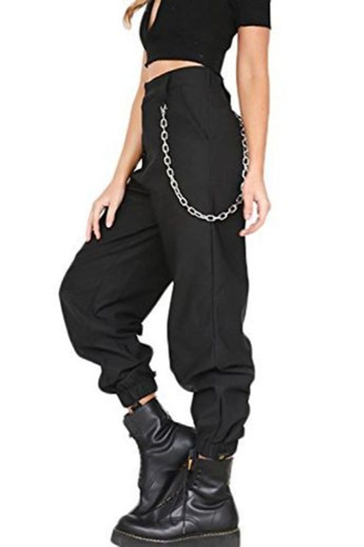 Products YACUN Mujer Casual Pantalones Cargo Pantalon Hip Hop Jogger con Cadena Danza