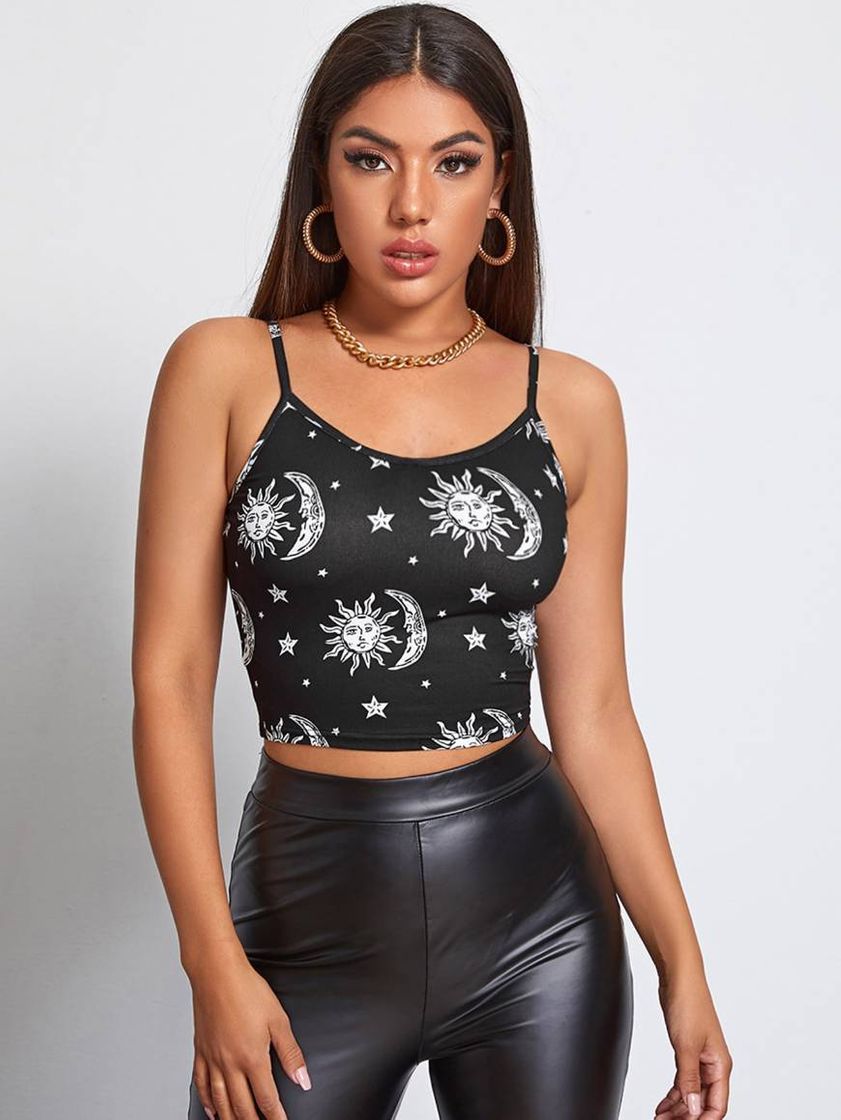 Fashion Galaxy Print Crop 🖤🤍