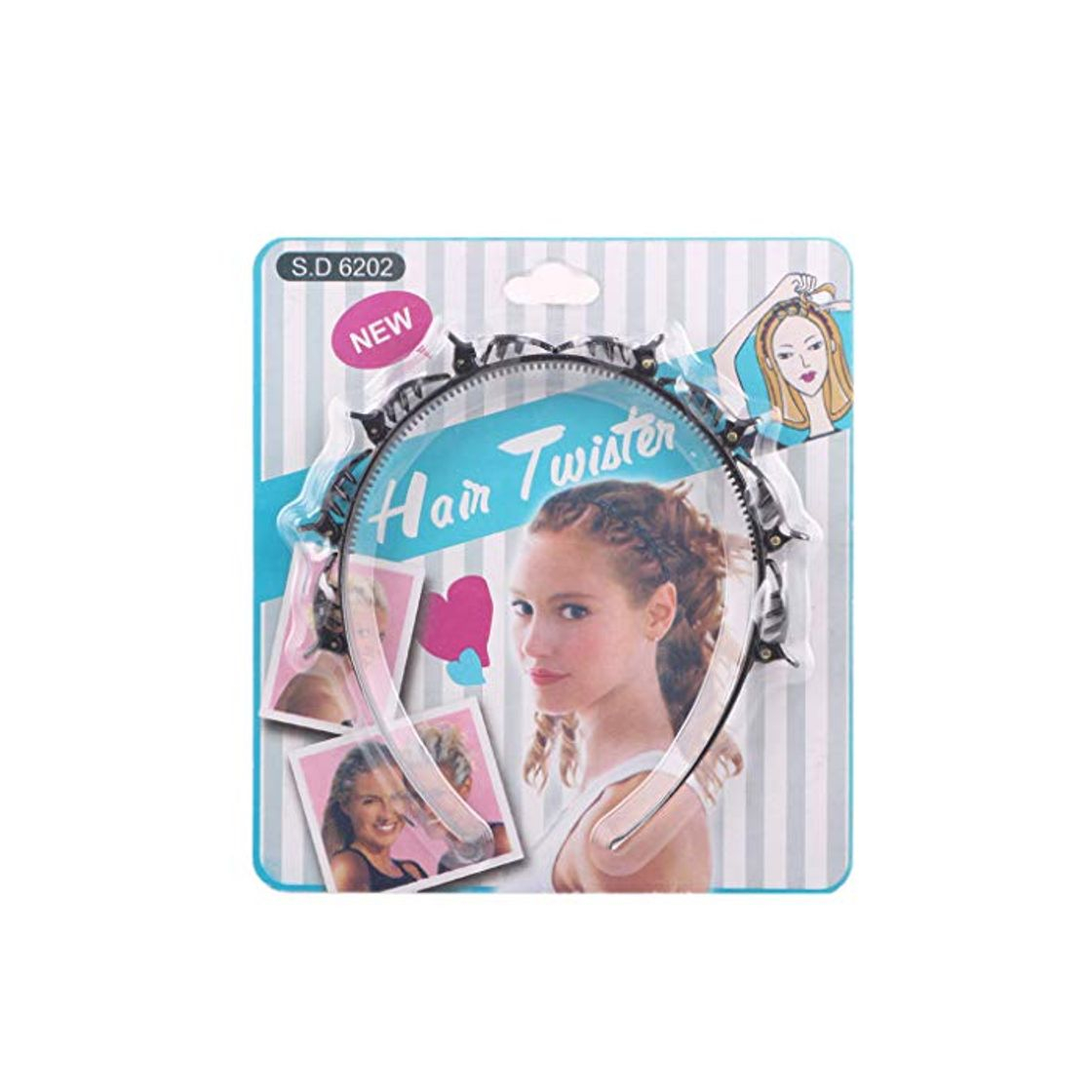 Fashion 89AMZ Double Bangs Hairstyle Hairpin, Hebilla de Cabeza Tejida Hueca de Múltiples