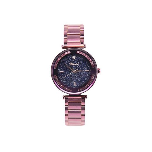 Tendencia de Moda Impermeable Simple Reloj feminidad Dama púrpura Acero con Mesa de Moda de Strass