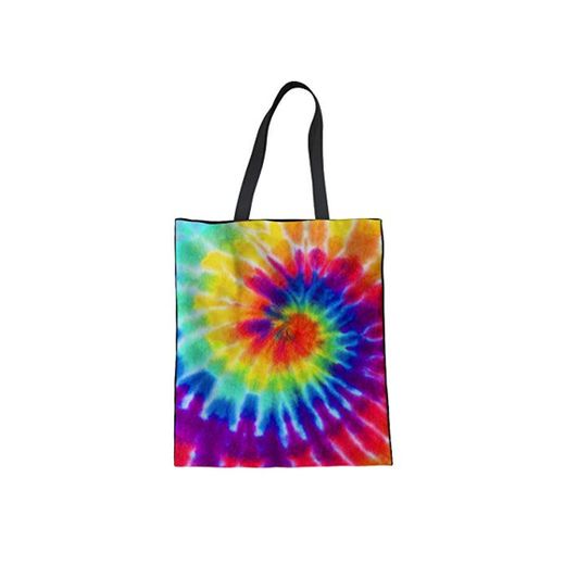 UOIMAG Rainbow Swirl bolsa de mano de lona Die Tye Bolsa de hombro de algodón para mujeres y niñas