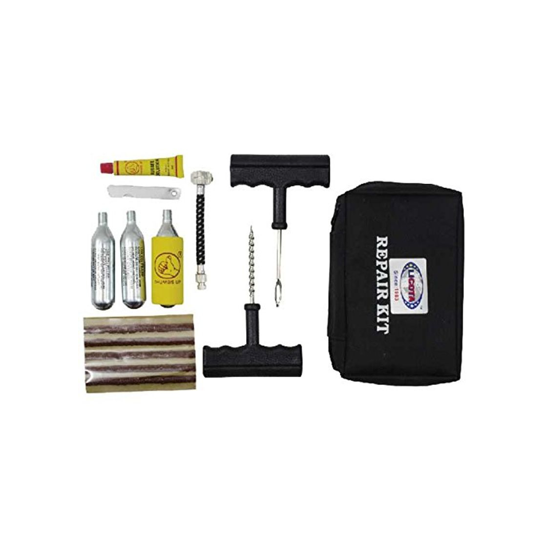 Products KIT PROFESIONAL para REPARAR PINCHAZOS A GAS C02 rueda coche y moto