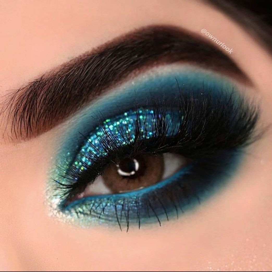 Fashion Makeup Azul Glitter