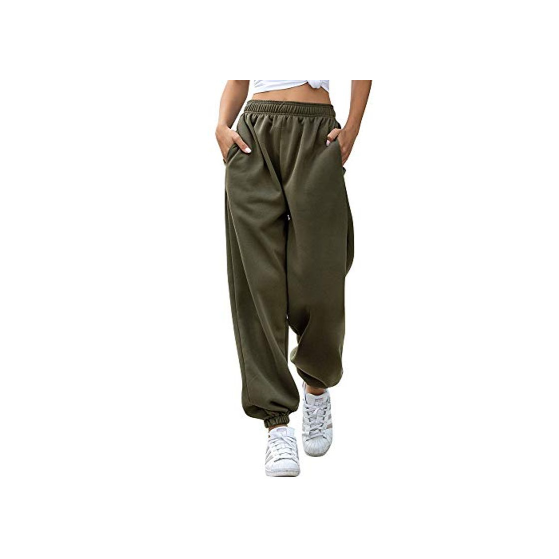 Social Nuofengkudu Mujer Harem Térmicos Jogging Pantalones Forro Polar con Bolsillos Elastica Cintura