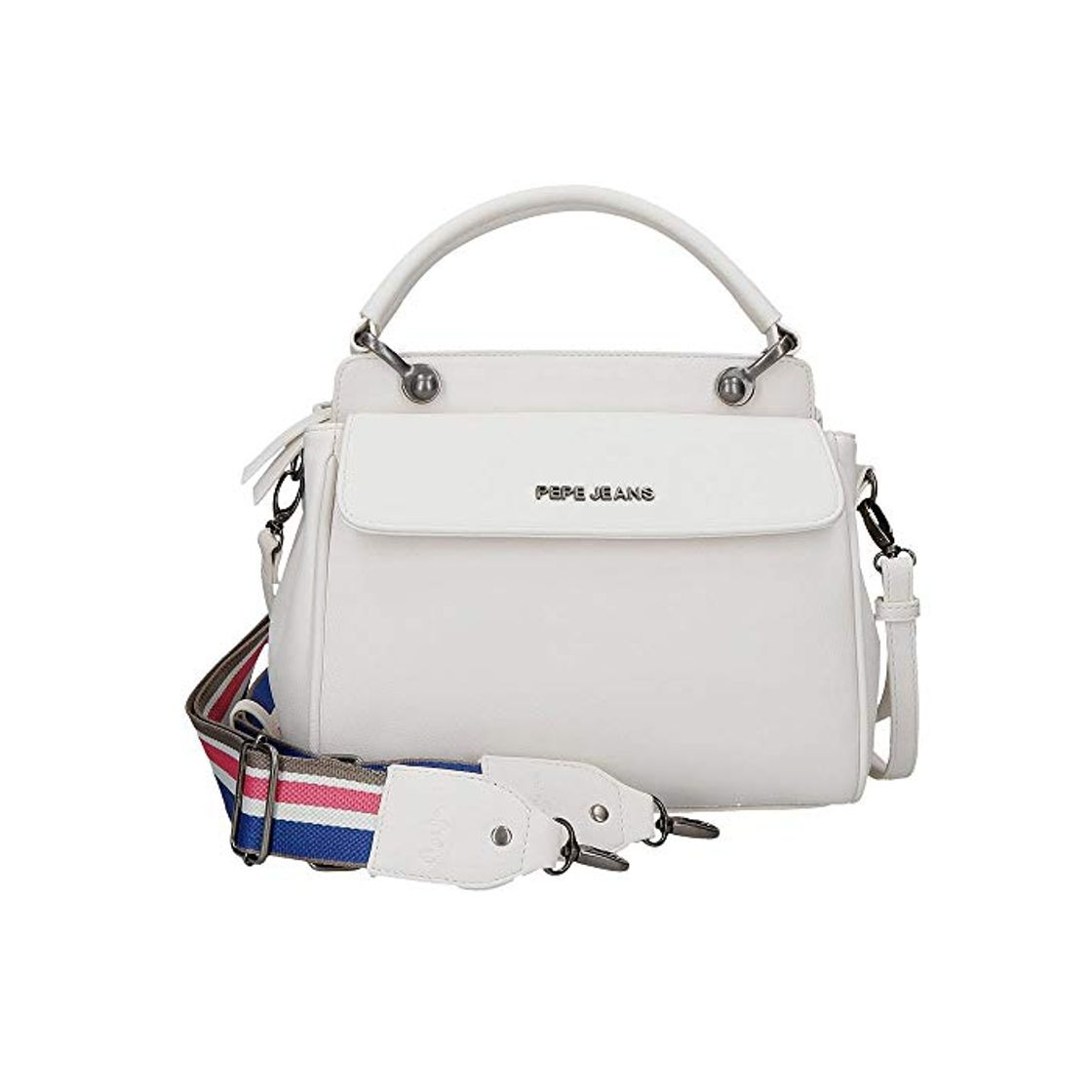 Product Pepe Jeans Eva Bolso con Solapa Blanco 26x14x5 cms Piel Sintética