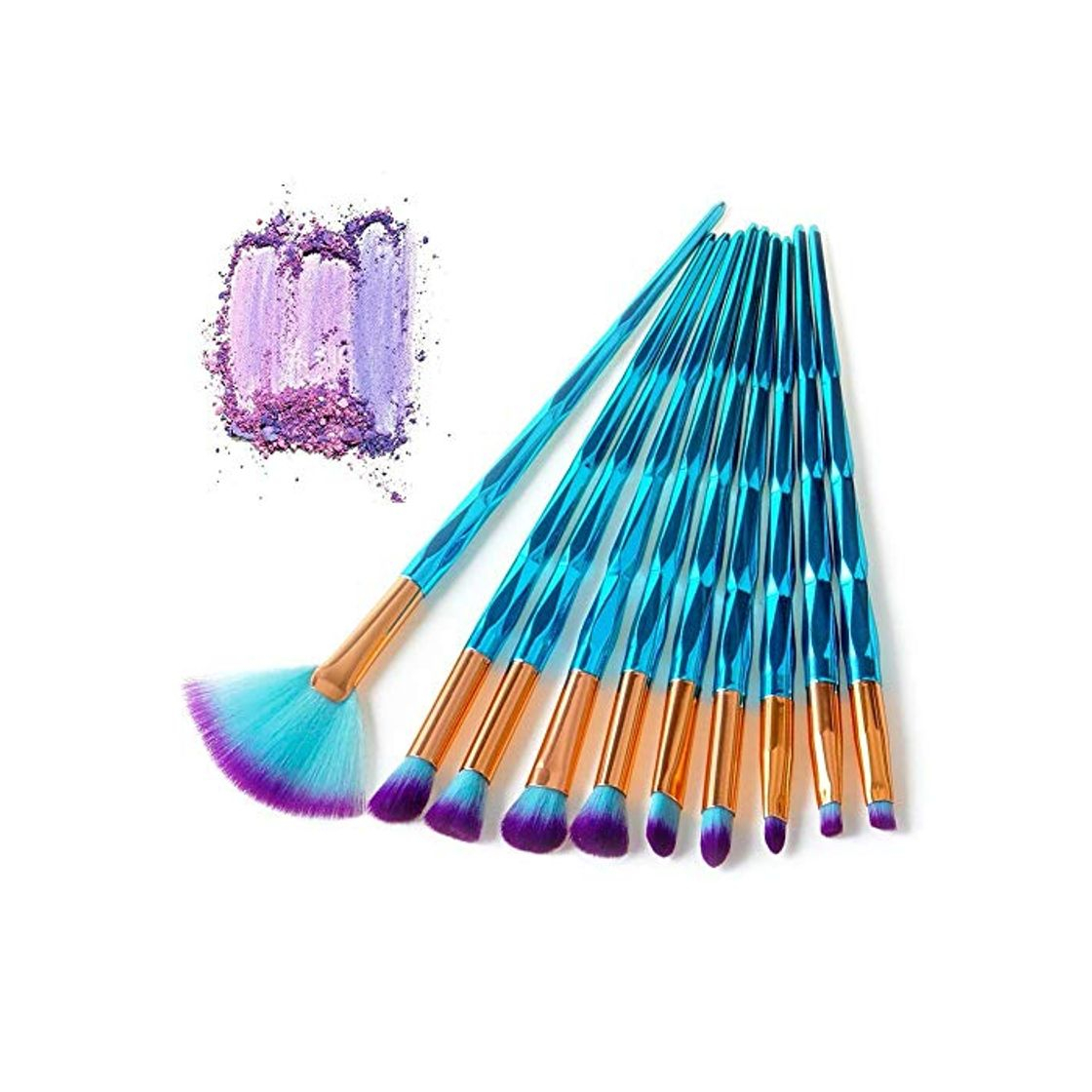 Productos HZD 10Pcs Diamond Shape Makeup Brushes Set Beauty Cosmetic Eyeshadow Lip Powder