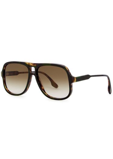 Victoria Beckham Green tortoiseshell D-frame sunglasses - Harvey ...