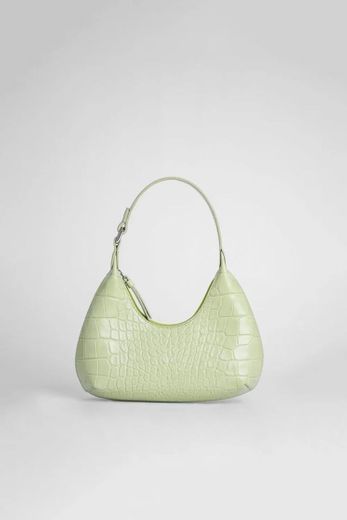 By far amber sage green croco embossed leather