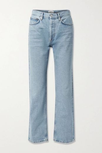 Agolde lana distressed organic mid rise straight leg jeans 