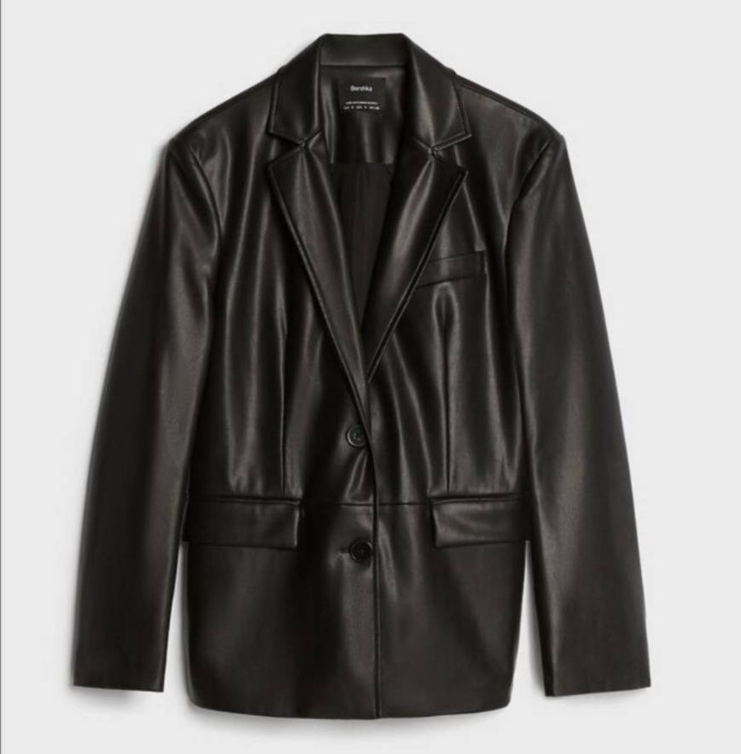 Social Blazer negro efecto piel 