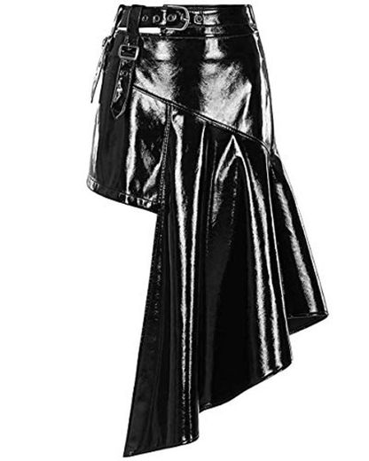 Mini falda estilo ciberpunk Rave para mujer gótico de PVC negro de
