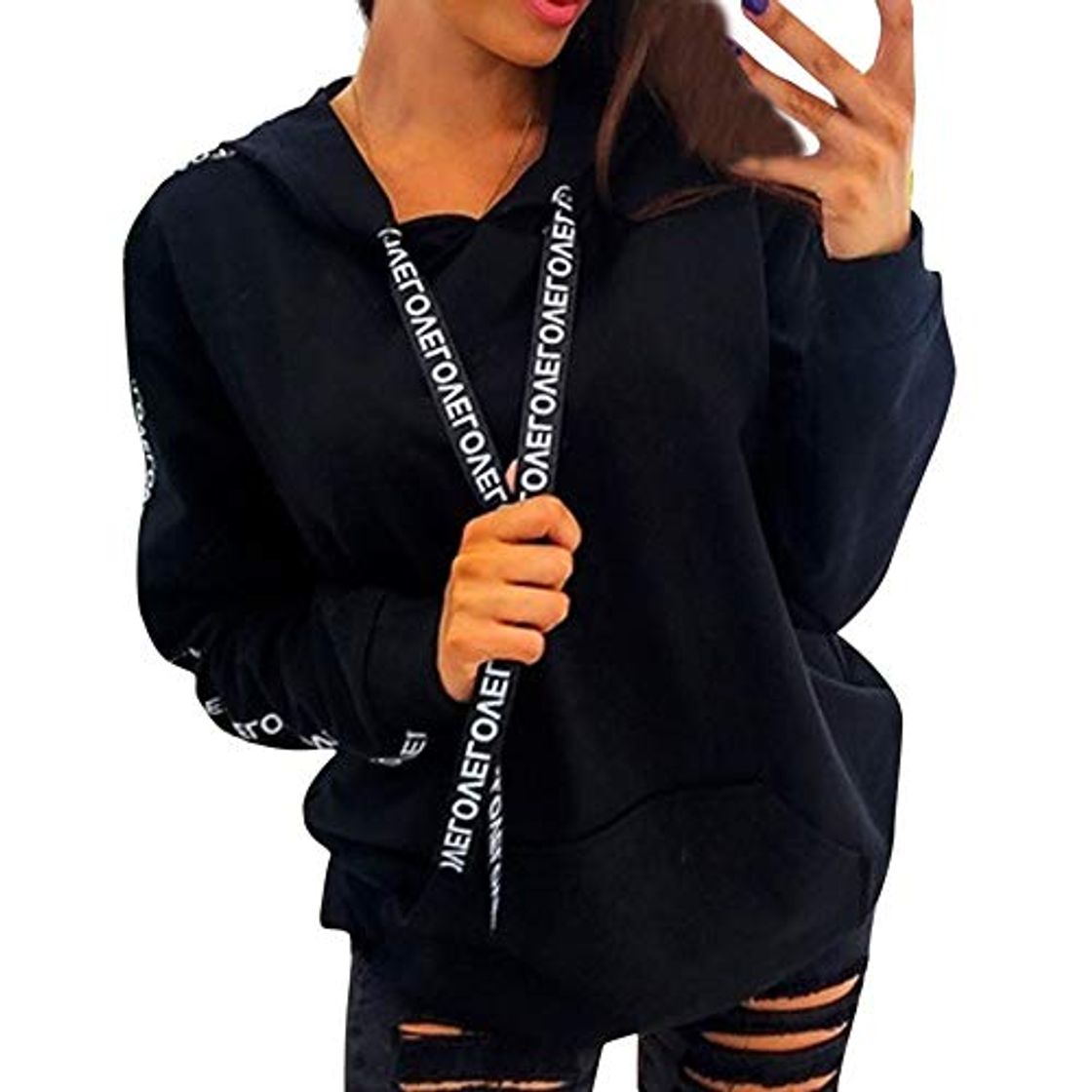 Social Sudaderas con Capucha Tumblr Cortas Pullover Anchas Deportiva Invierno para Mujer