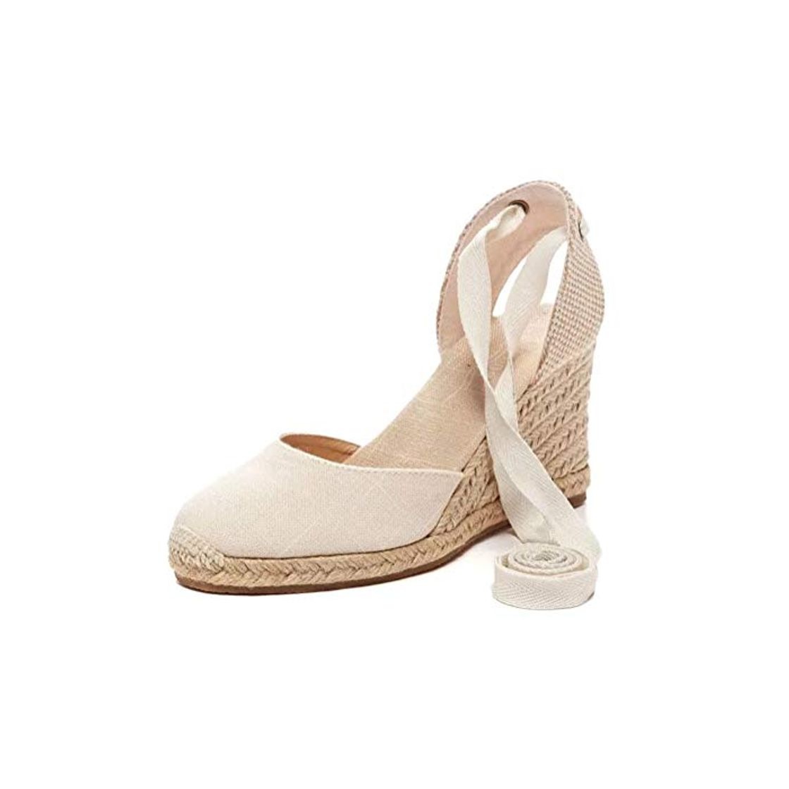 Fashion Tomwell Sandalias Mujer Cuña Alpargatas Moda Bohemias Romanas Sandals Rivet Playa Verano Tacon Zapatos A Beige 38 EU