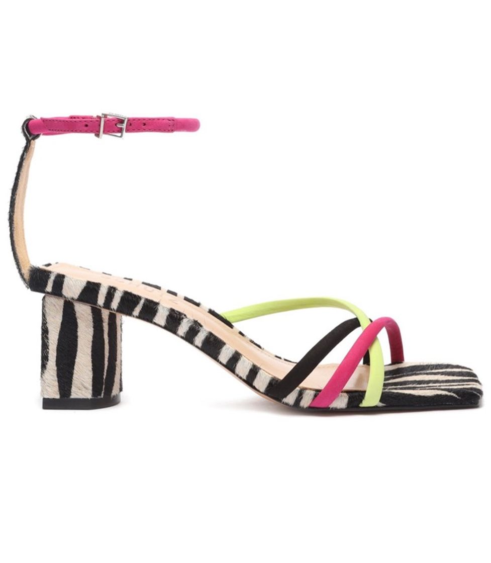 Fashion Sandália Salto Bloco Zebra Neon | Schutz