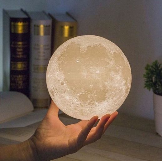 Soriace® 3D Printing Moon Lamp, 13CM Rechargeable Bedroom Night Light Moon Light
