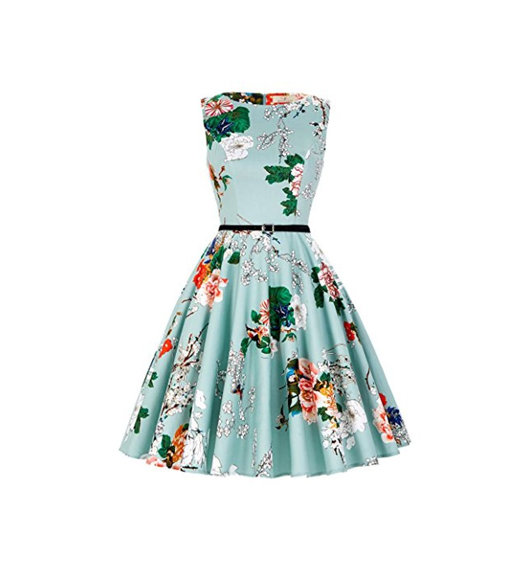 Product GRACE KARIN Vestido Verde Menta Vestido Oriental Vintage Grandes Flores Corsés L