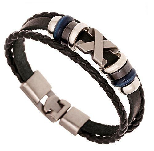 Pulsera de hombre de Aiuin de piel estilo de logo X de