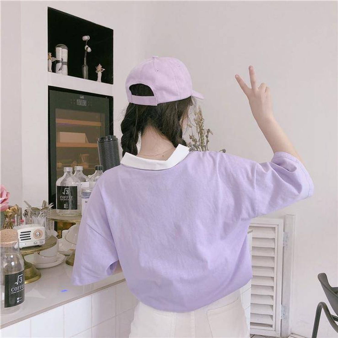 Social Kawaii Collar Tops Harajuku Style Camisetas

