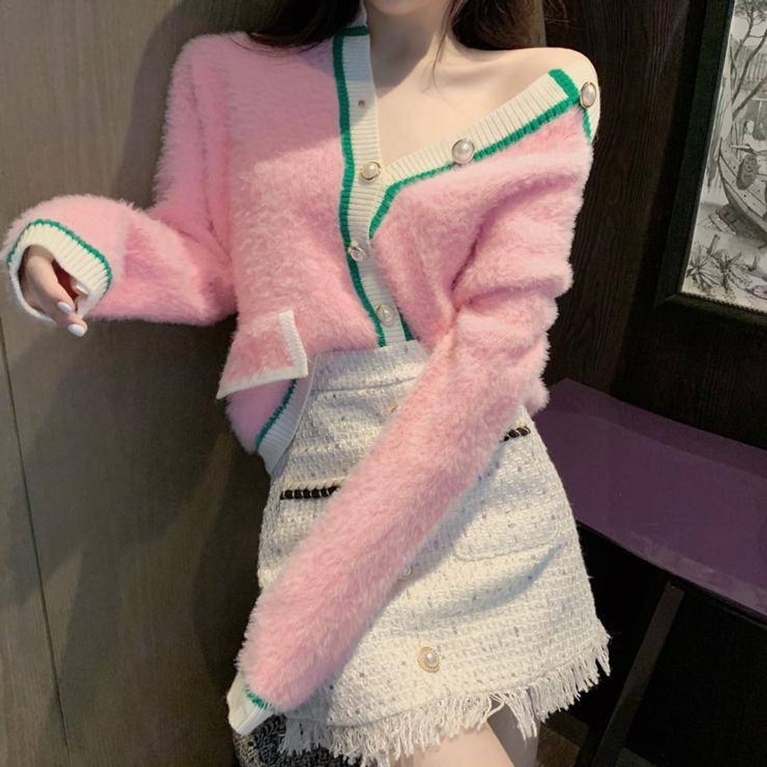 Social Sudadera Ulzzang de moda coreana de estilo dulce rosa

