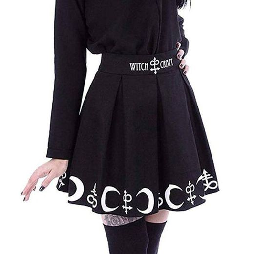 Minifalda plisada Gótica Brujería Brujería Luna Magia Símbol