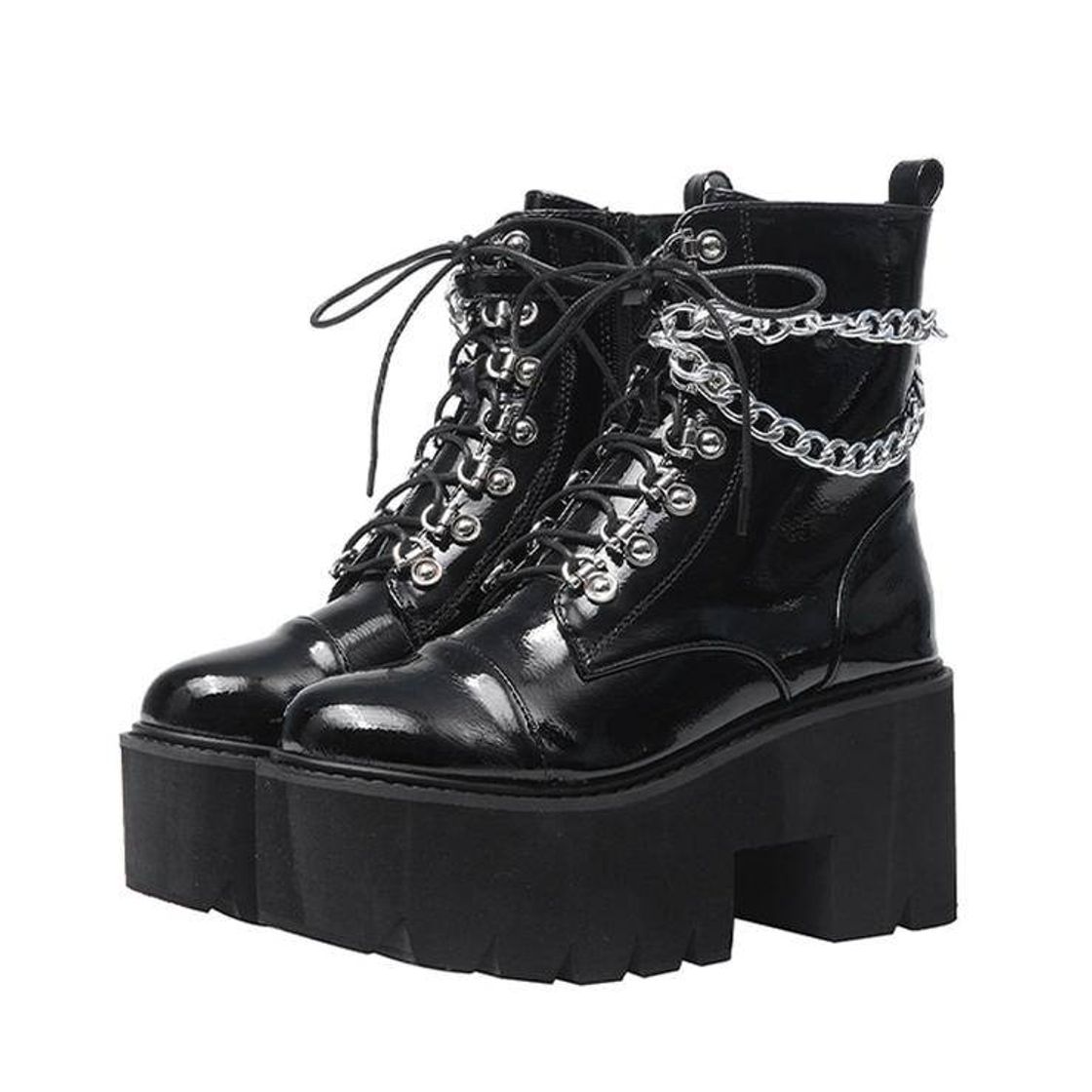 Fashion Nuevo gótico punk negro mujer con botas de plataforma

