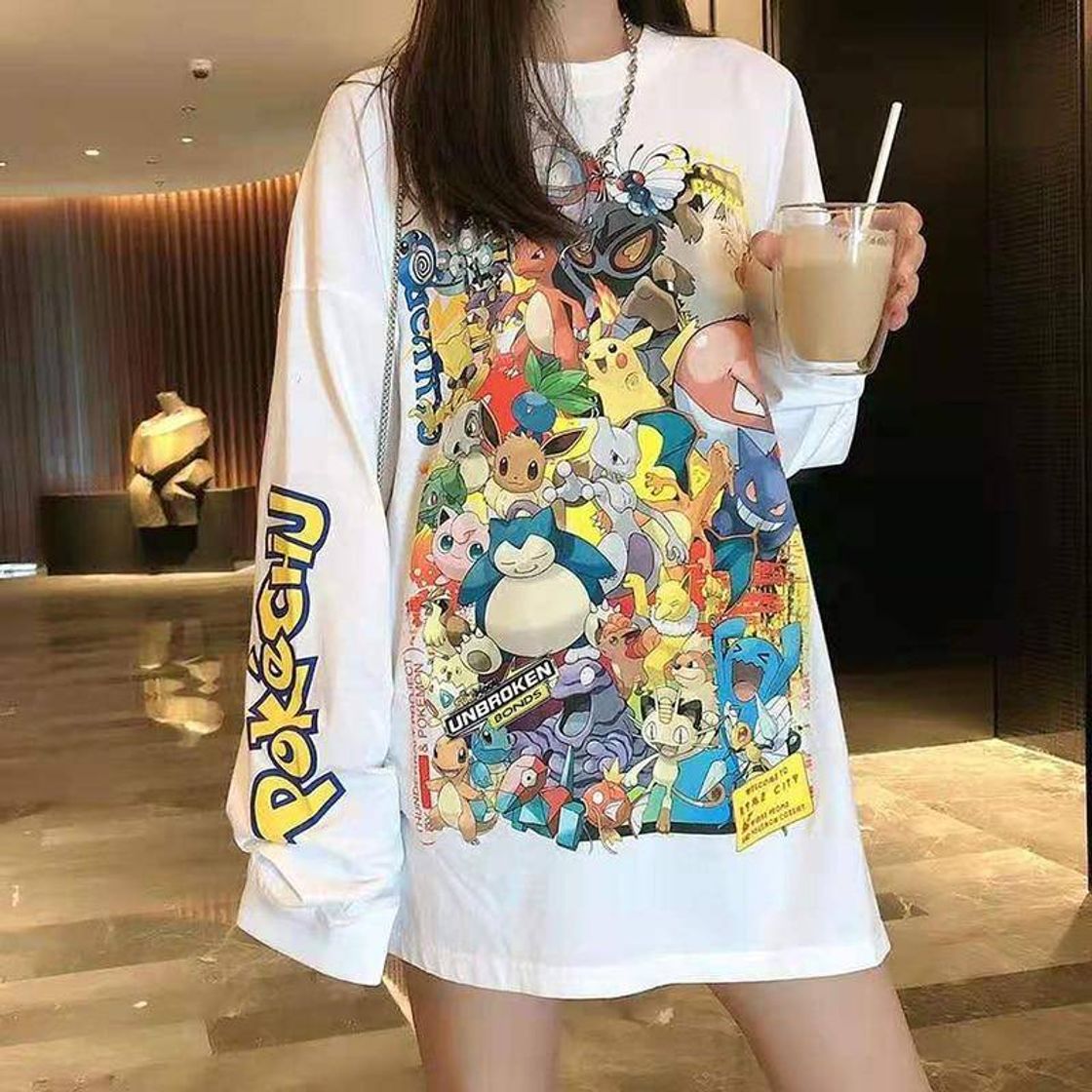 Moda Camisetas lindas de las mujeres de Pokemon de la historieta
