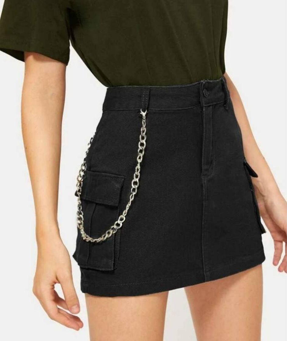 Social Falda negra con cadena