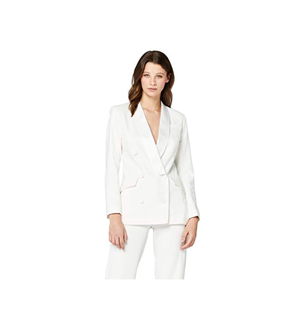 Productos Marca Amazon - Truth & Fable Chaqueta Larga de Vestir Mujer, Blanco