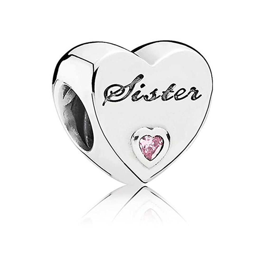 Social Pandora Sister's Love Silver Charm with Pink Cubic Zirconia 791946PCZ