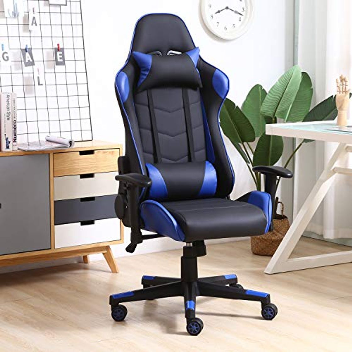 Lugar VS Venta-stock Sillón de Oficina Gaming Racer Profesional Azul, Silla con Reposacabeza