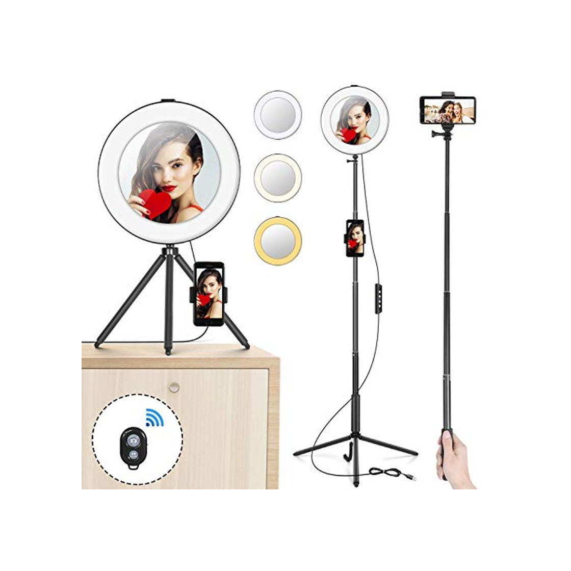 Social Anillo de Luz 8" MACTREM Aro de Luz LED Regulable para Selfie