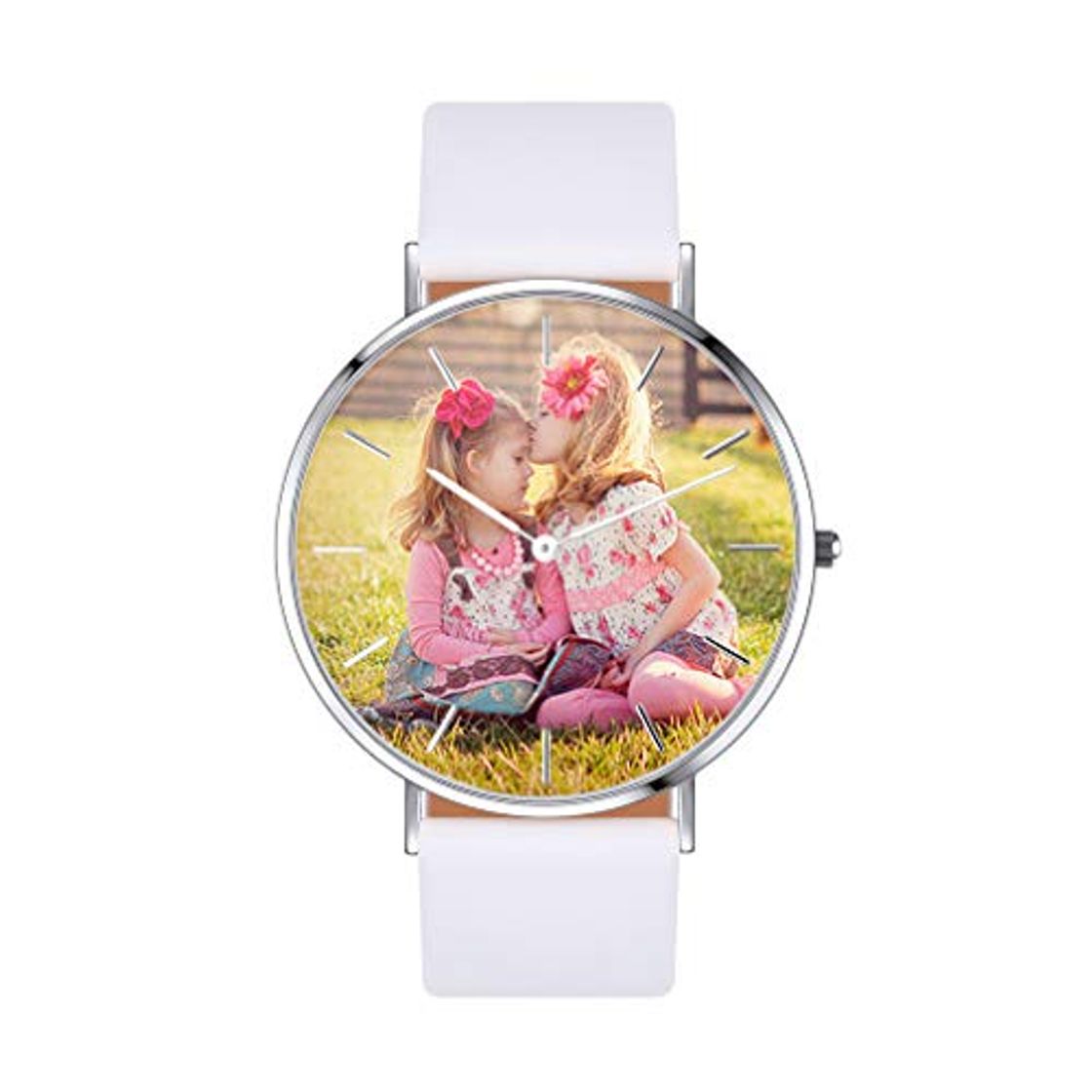 Lugares Reloj Simple Movimiento Análogo del Cuarzo Waterproof Informal Esfera Personalizada de Imagenes