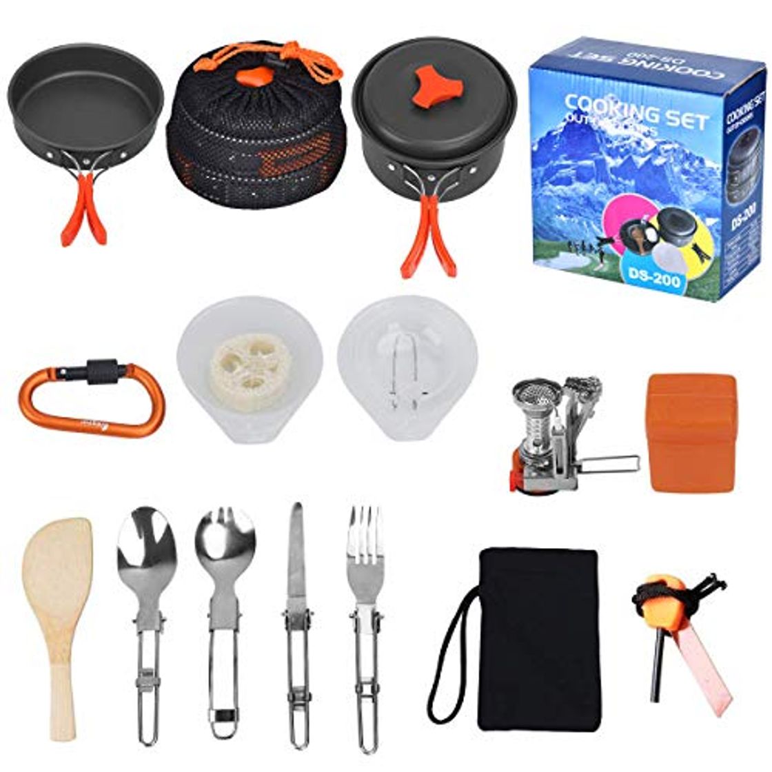 Lugar Outtybrave 17Pcs Kit de Acampar Utensilios