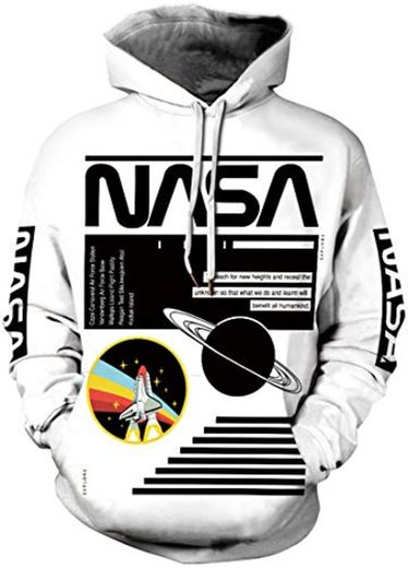 Chaos World NASA Hombres Sudaderas 3D impresión con Capucha Hoodie Sweatshirt Pullover