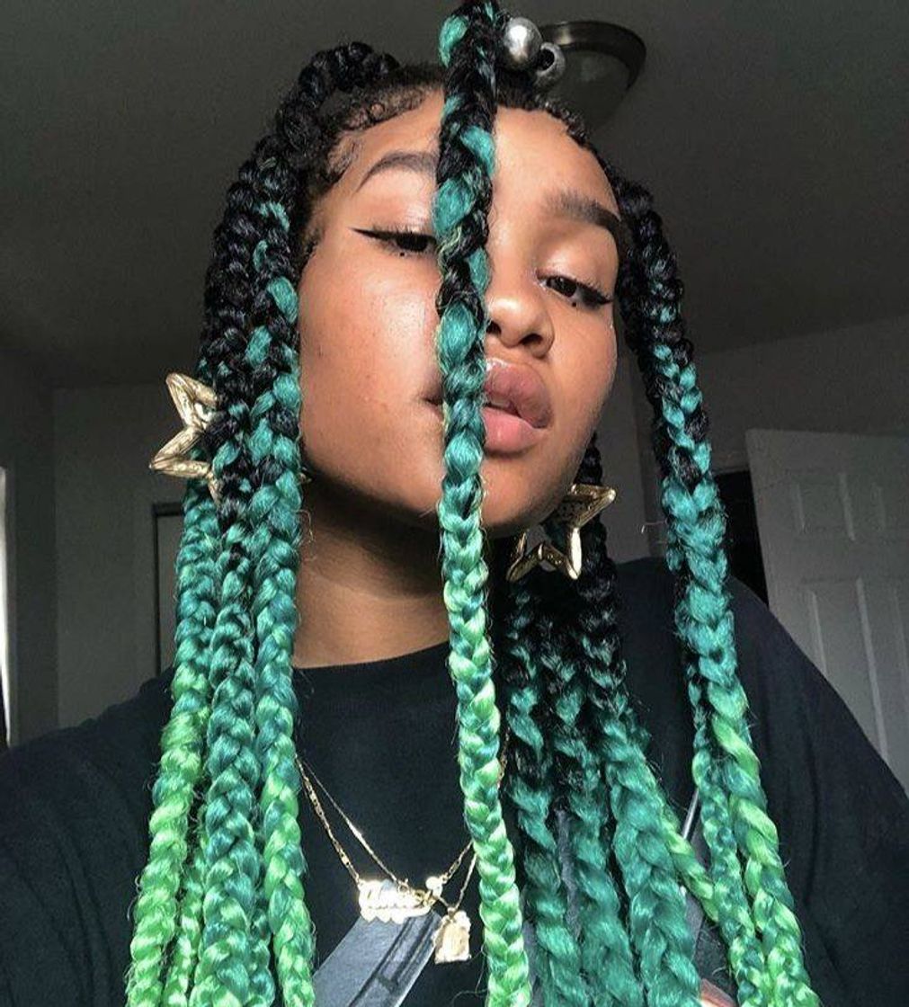 Moda Trança Box Braids Verde Degradê 