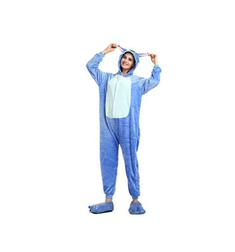 Pijama de invierno de una pieza, talla para adulto, de franela, azul,