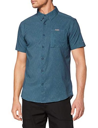 Columbia Triple Canyon Camisa de Manga Corta, Hombre, Azul