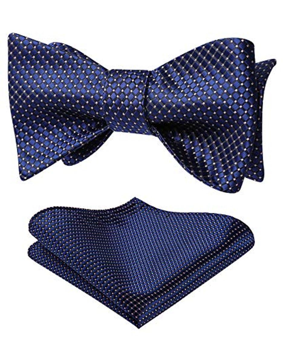 Product HISDERN Check Self Bow Tie Panuelo Wedding Party Self Self Bow Tie & Pocket Square Set