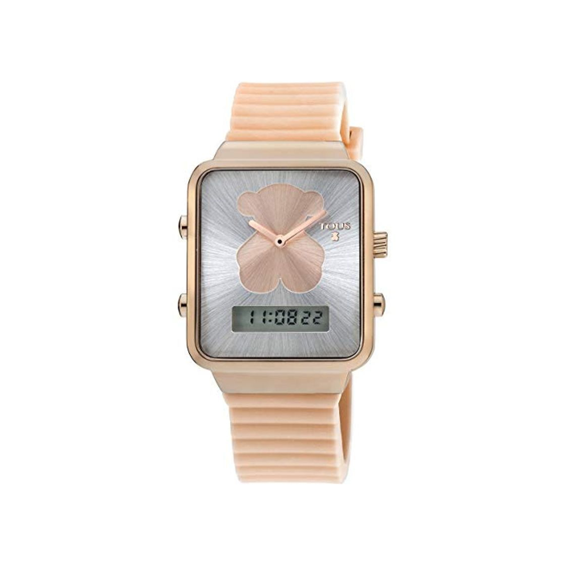 Social Reloj TOUS digital I-Bear de acero IP rosado con correa de silicona