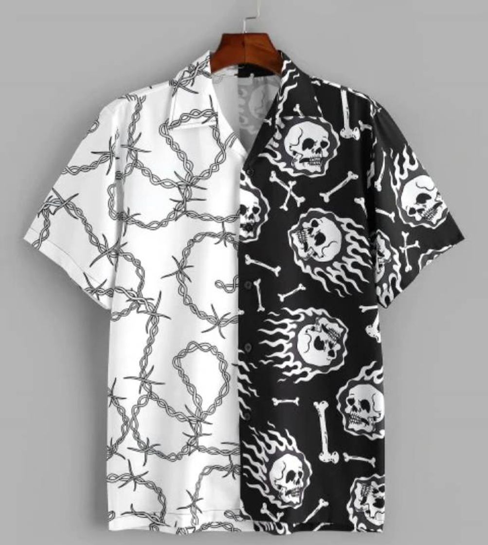 Social [POPULAR] 2020 Camisa Con Botón De Impresión De Cráneo En ...