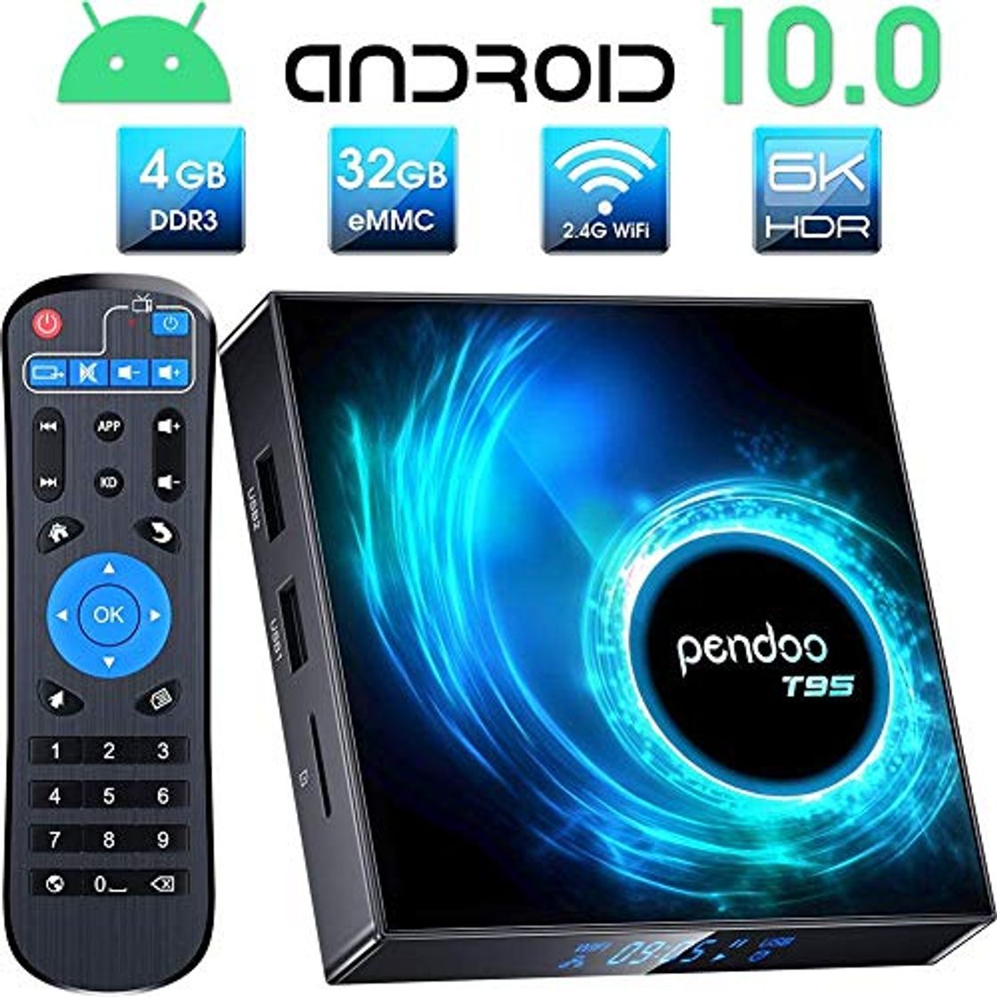 Product Pendoo Android 10.0 TV Box, T95 Android TV Box 4GB RAM 32GB