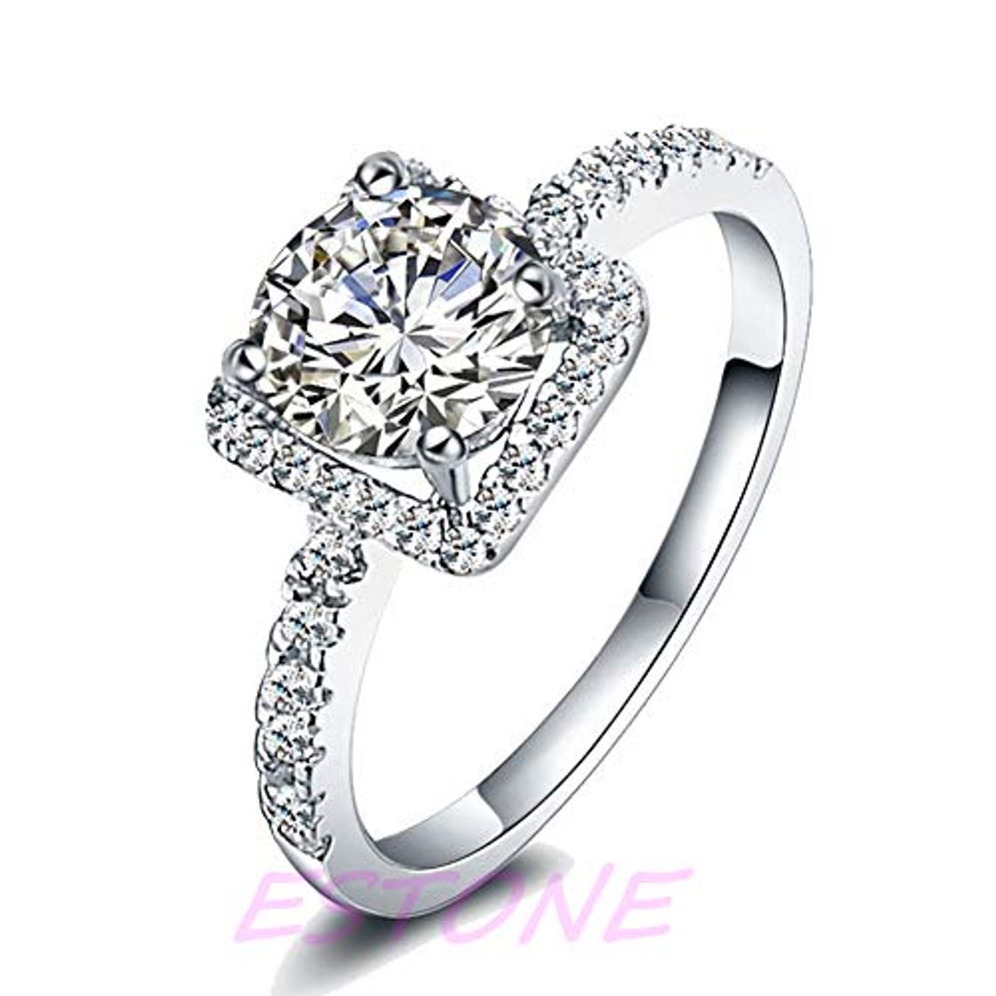 Lugar KINTRADE Popular Diamond Silver Plated Engagement Wedding Fake Ring-Diamond Look