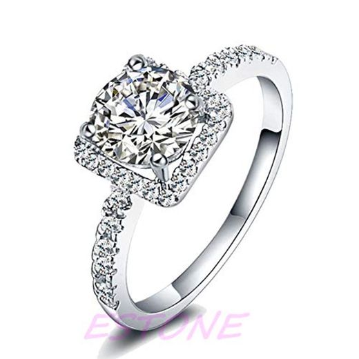 KINTRADE Popular Diamond Silver Plated Engagement Wedding Fake Ring-Diamond Look