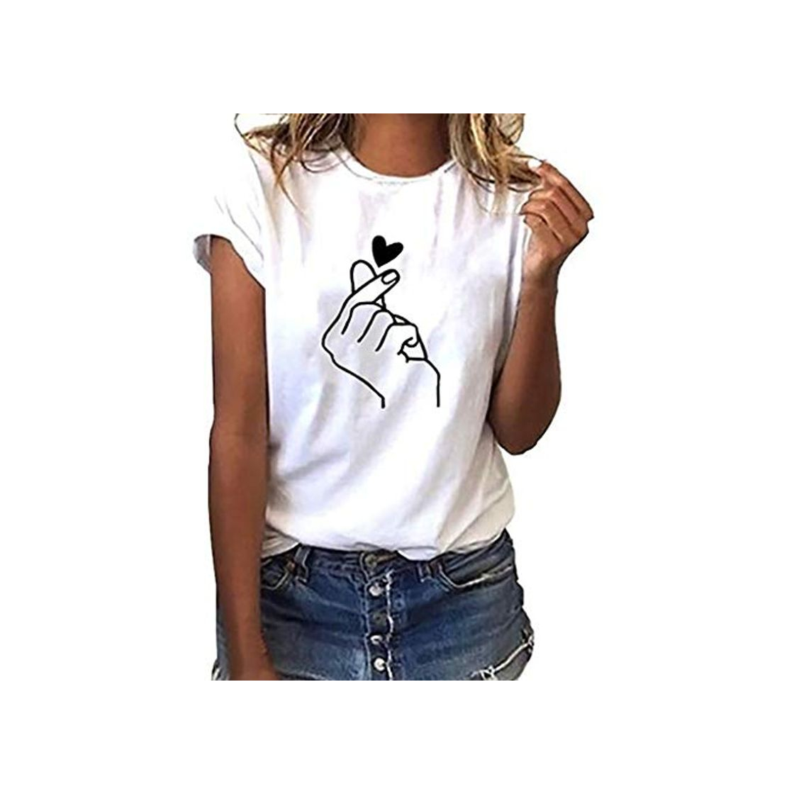 Moda Luckycat Mujeres Camisetas Letras Impresas T Shirt Elegante Manga Corta Túnica Casual Suelto Blusas Camisas Tops