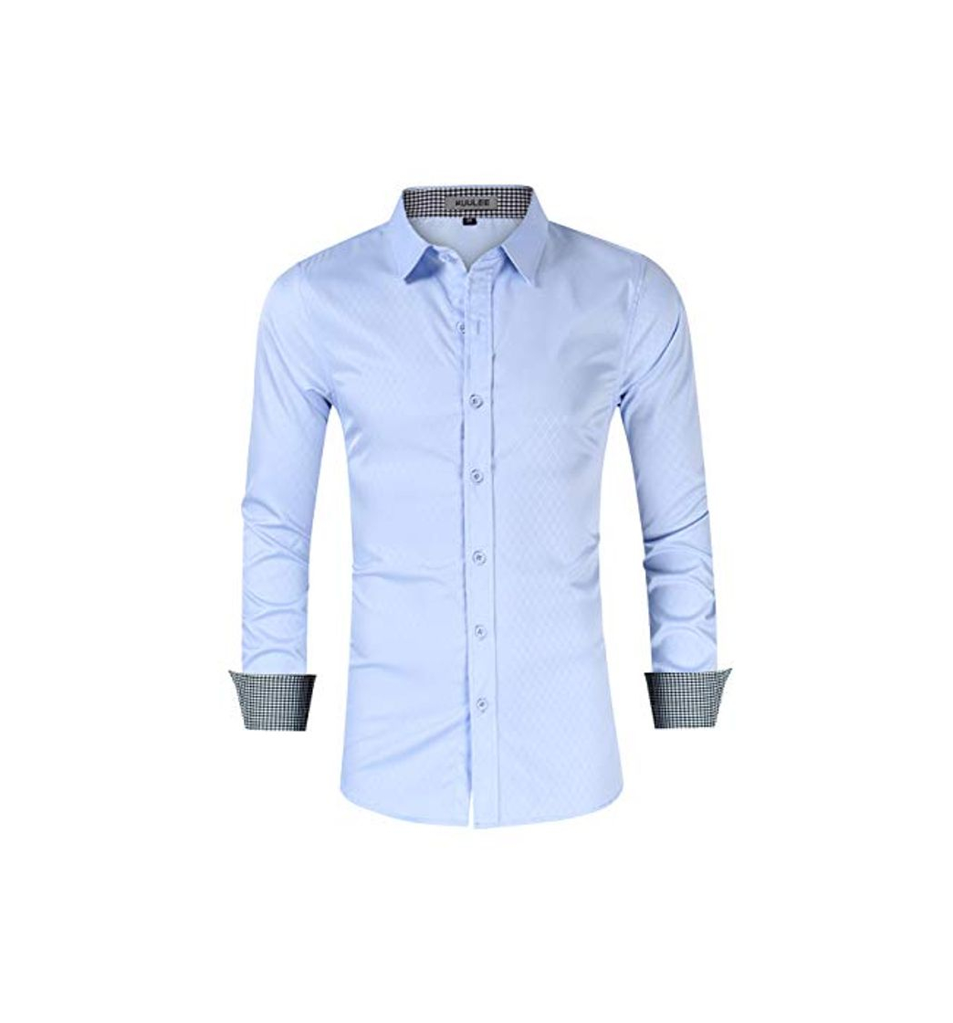 Product KUULEE Hombre Camisa Manga Larga Slim Fit Camisa Vaquera