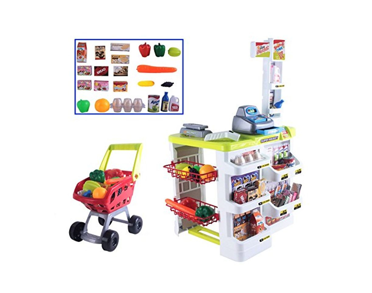 Social deAO Supermercado Puesto de Mercado con Carrito de la Compra