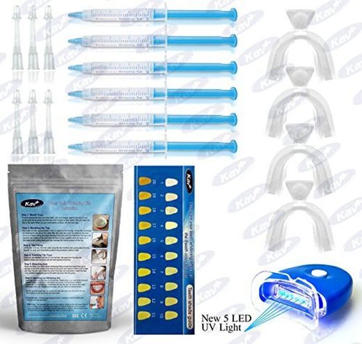 KAV Plus 6 Gel Teeth Whitening Pro Home Kit LED Lazer Luz, X4 boca