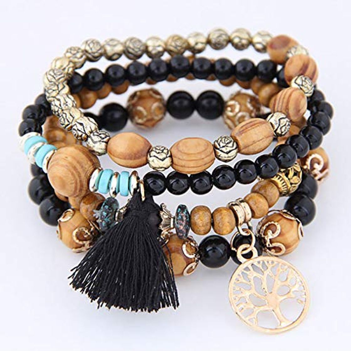 Place WDAIJY Pulsera Mujer，Pulseras De Abalorios De Cristal De Bohemia Negro para Las