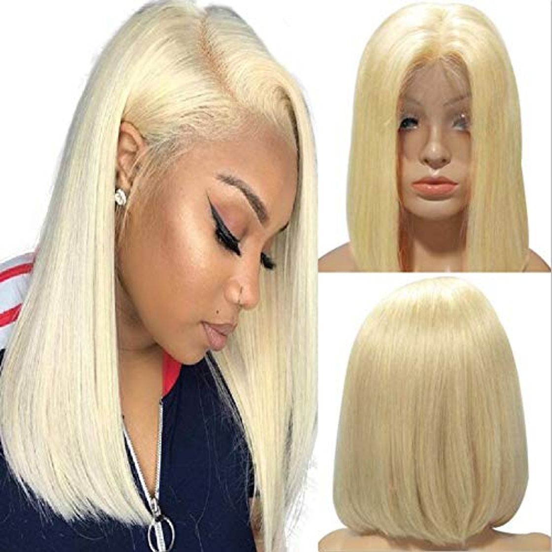 Products Human Lace Front Wig Blond Bob Wig Middle Part 180% Density Full-head