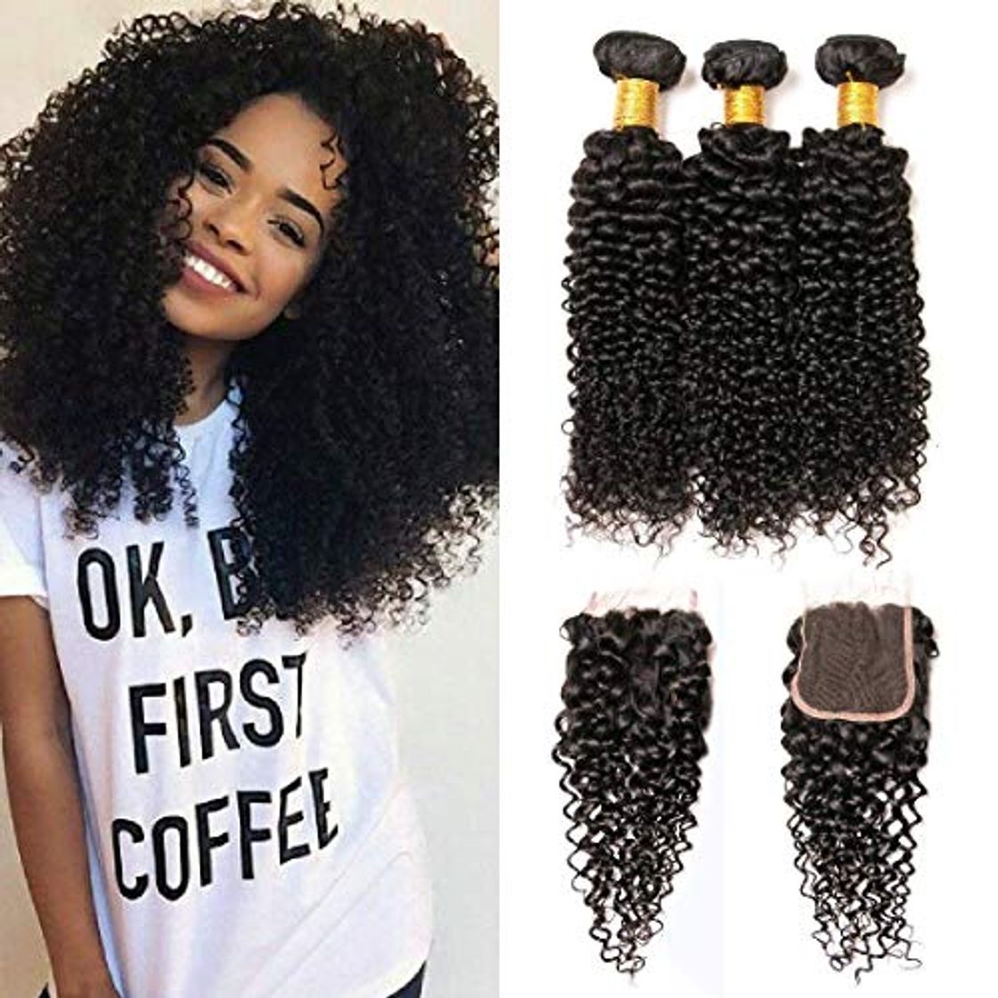 Products Kinky Curly Bundles 3 Packs Plus Brazilian Curly Weave Hair With Frontal